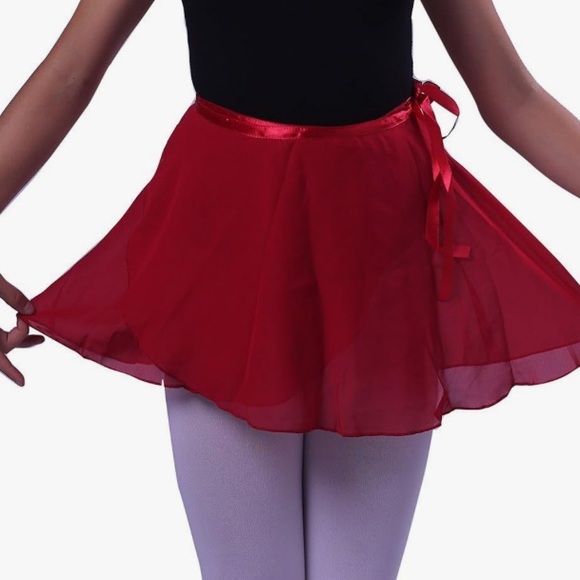 Girls Ballet Wrap Skirt in Red - Picture 1 of 3